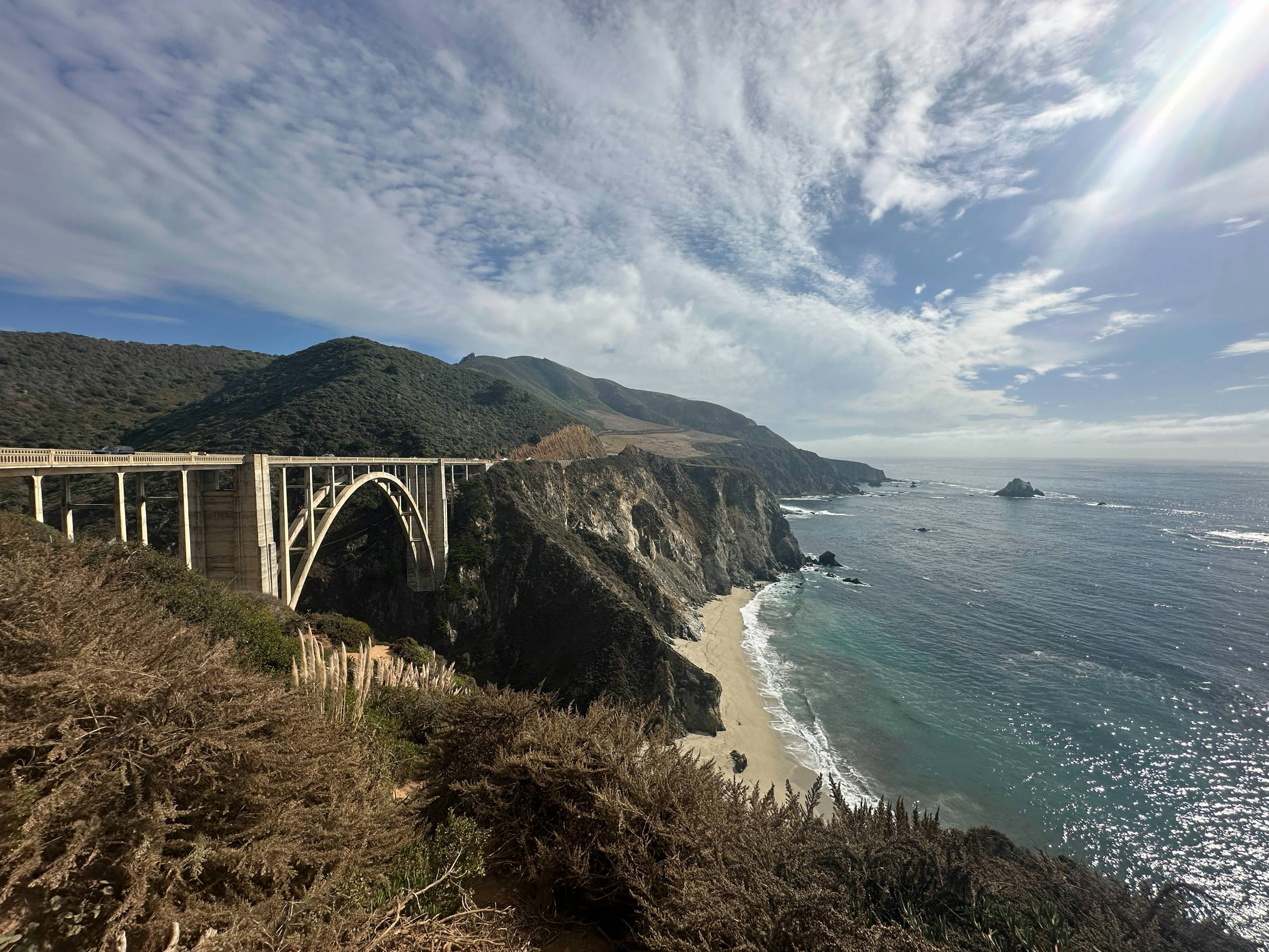 a bridge over a large body of water